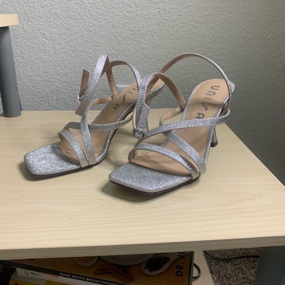 Unisa Glittering Silver Strappy Heels